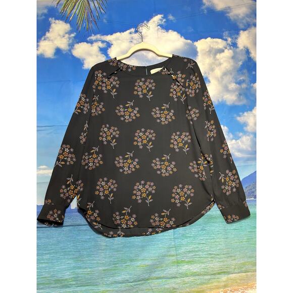 Women's Loft Dressy Business Blouse Top Navy Size Small Button Detail LS - Picture 1 of 4